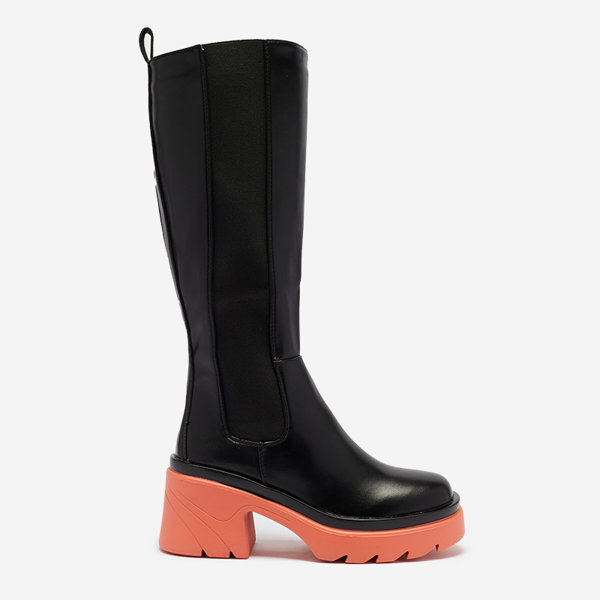 OUTLET Black women's boots on a solid coral sole Berisa - Footwear