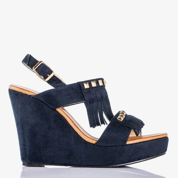 OUTLET Navy blue wedge sandals Sasha - Shoes