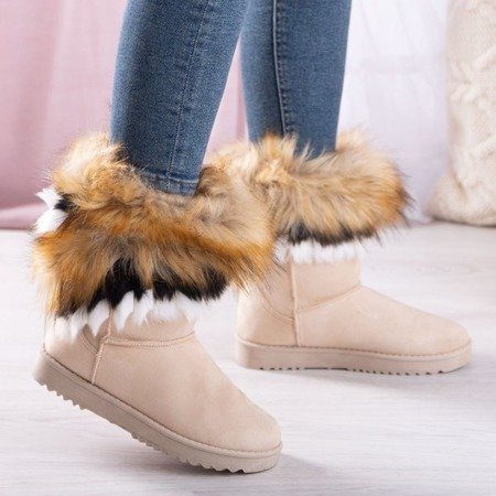 Beige platform snow boots with fur Hellasi - Footwear