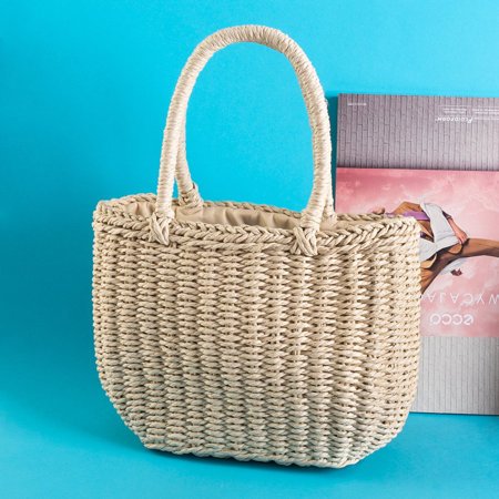 Beige small straw bag - Handbags