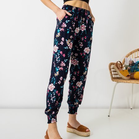 Black and pink patterned women's PLUS SIZE pants - Clothing