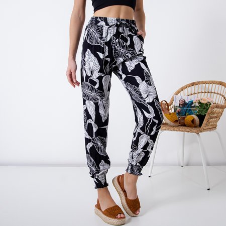 Black and white patterned women's PLUS SIZE pants - Clothing