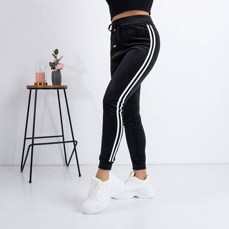 Black insulated sweatpants with stripes PLUS SIZE - Clothing