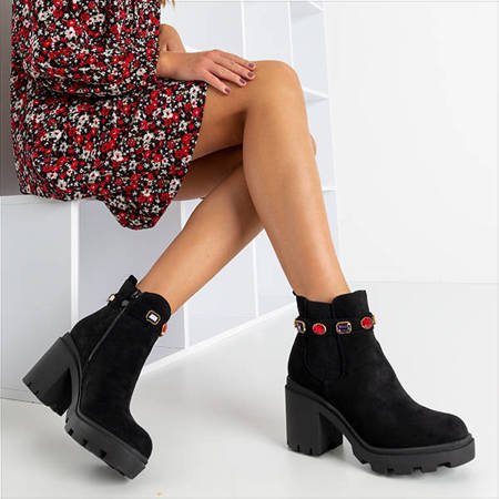 Black women's ankle boots with  crystals Arcidolai - Shoes