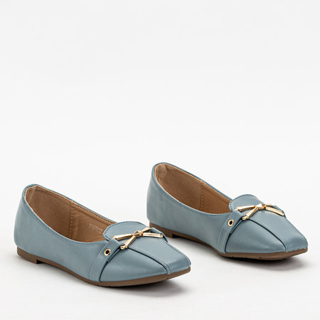 Blue women's ballerinas with an ornament on the toe Bonera - Shoes