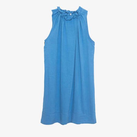 Blue women's frill dress - Clothing 1