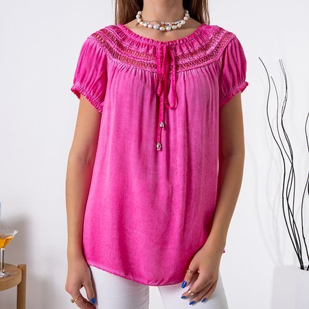 Fuchsia Women's Short Sleeve Blouse - Clothing