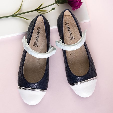Girls' navy blue ballerinas with animal embossing from Potesa - Shoes