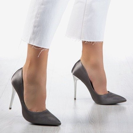 Gray Gold Star satin women&#39;s stilettos - Footwear 1