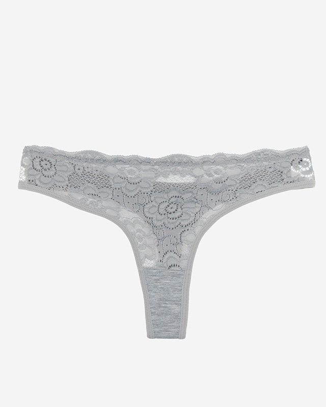Gray one-color lace panties for women, thongs - Underwear