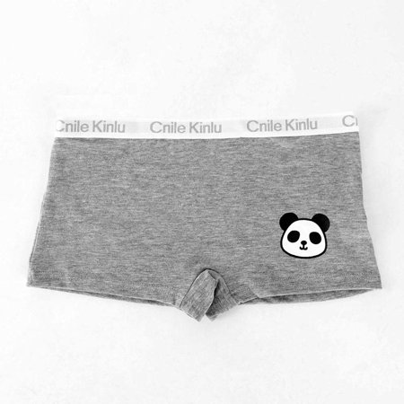 Gray women's boxer shorts with a panda - Underwear