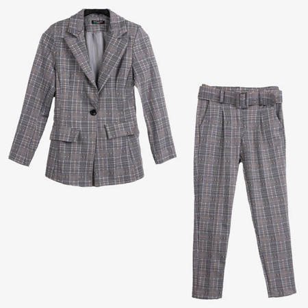 Gray women's checkered suit - Clothing 1