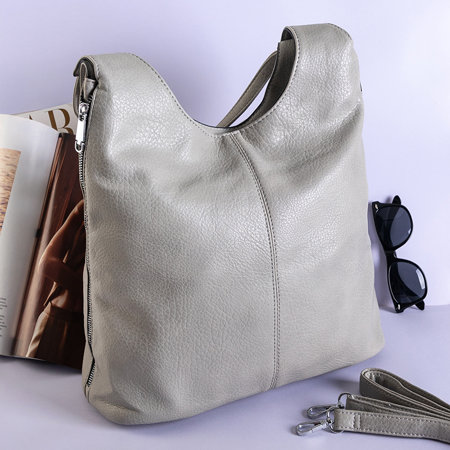 Gray women's eco-leather handbag - Accessories