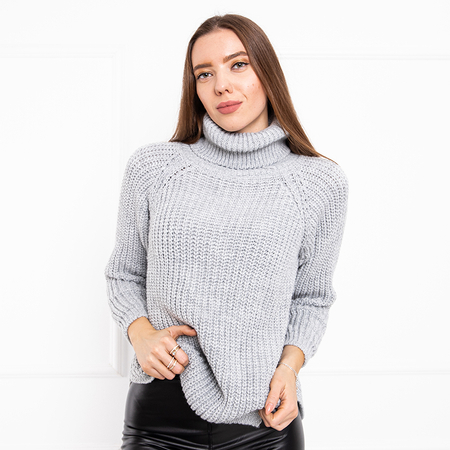 Gray women's turtleneck sweater - Clothing