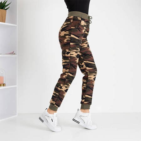 Green and brown insulated camo women's sweatpants - Clothing