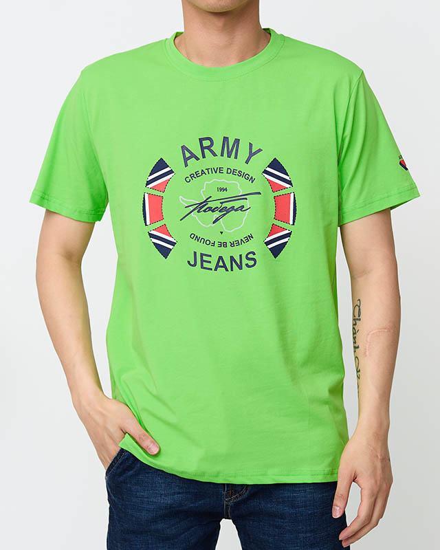 Green men's printed t-shirt - Clothing