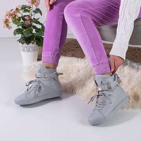 Grey women's lace-up sneakers Pillar - Footwear