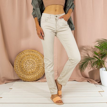 Ladies' beige straight pants - Clothing