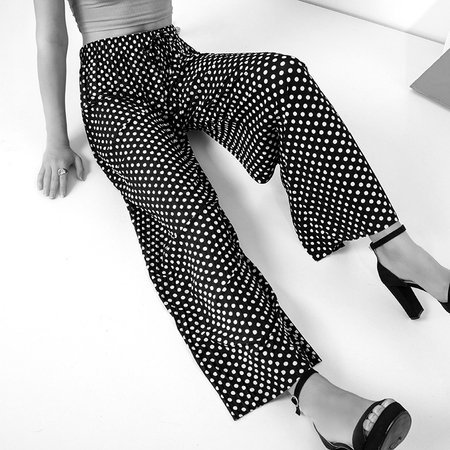 Ladies' black polka dot pleated trousers - Clothing