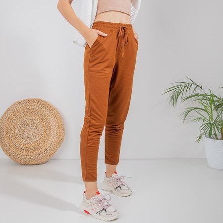 Ladies' brown straight pants 7/8 - Clothing