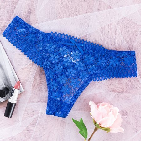 Ladies' cobalt lace thong - Underwear