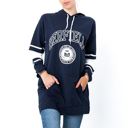 Ladies 'navy blue sweatshirt with print - Clothing