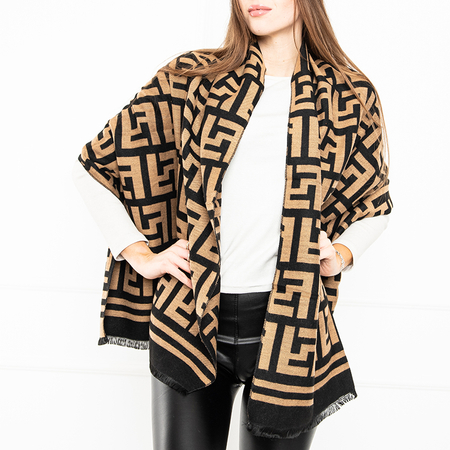 Light brown patterned women's scarf - Accessories