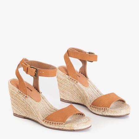 Light brown women's eco-leather sandals on a wedge Bieruma - Shoes