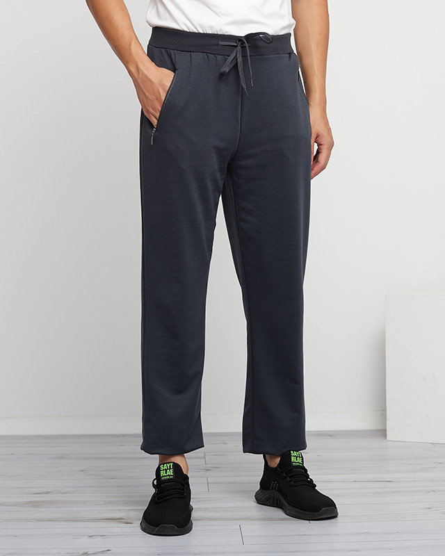 Light gray and navy blue straight men's sweatpants - Clothing