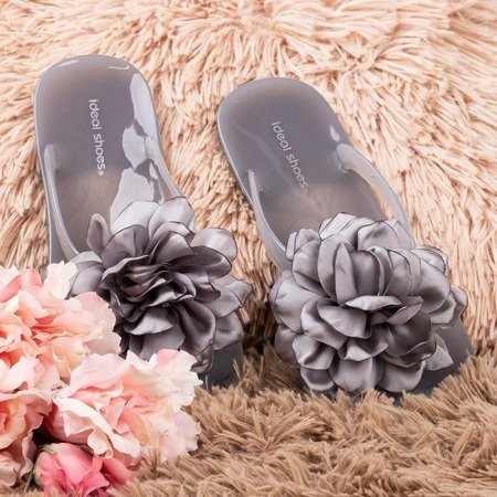 Light gray flip-flops with flowers Dormeque - Footwear 1