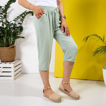 Light green women's 3/4 PLUS SIZE shorts - Clothing