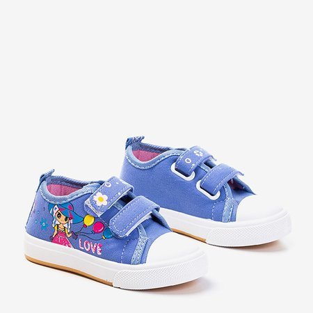 Little Miss blue velcro sneakers for kids - Footwear