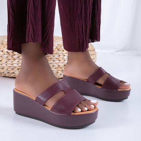 Maroon and purple women's flip-flops on a heel Sliva - Footwear