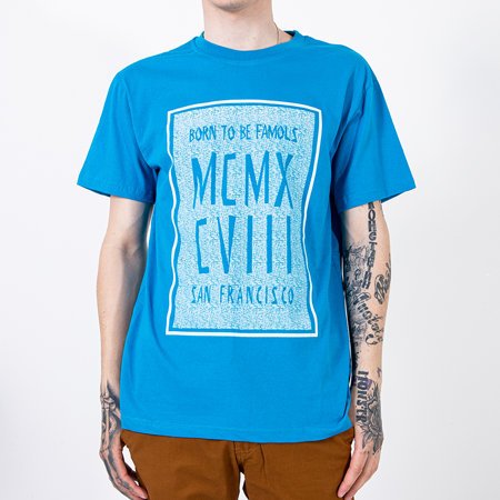 Men's blue print cotton t-shirt - Clothing