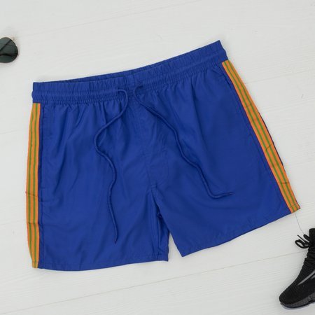 Men's cobalt sports shorts with stripes - Clothing