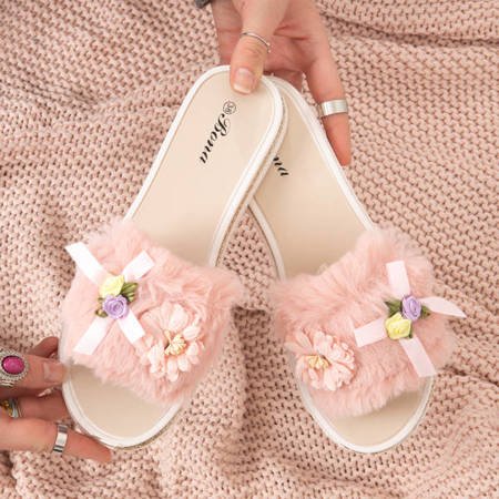 Neil's pink women's fur slippers - Footwear