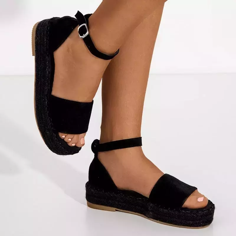 OUTLET Black women's sandals on the Sitra platform - Footwear