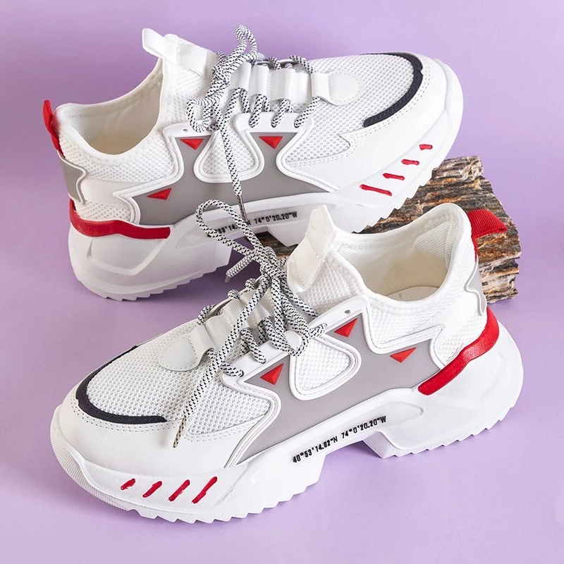 OUTLET Men's white sneakers with red Gain elements - Footwear