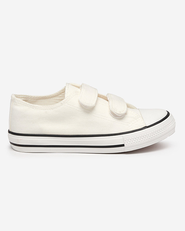 OUTLET White-ecru girls' Bovis Velcro sneakers - Footwear