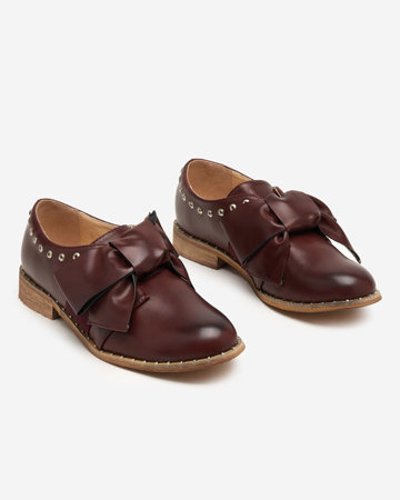 OUTLET Women's burgundy shoes with Entera bow - Footwear