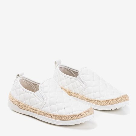 OUTLET Women's white quilted loafers Libora - Shoes