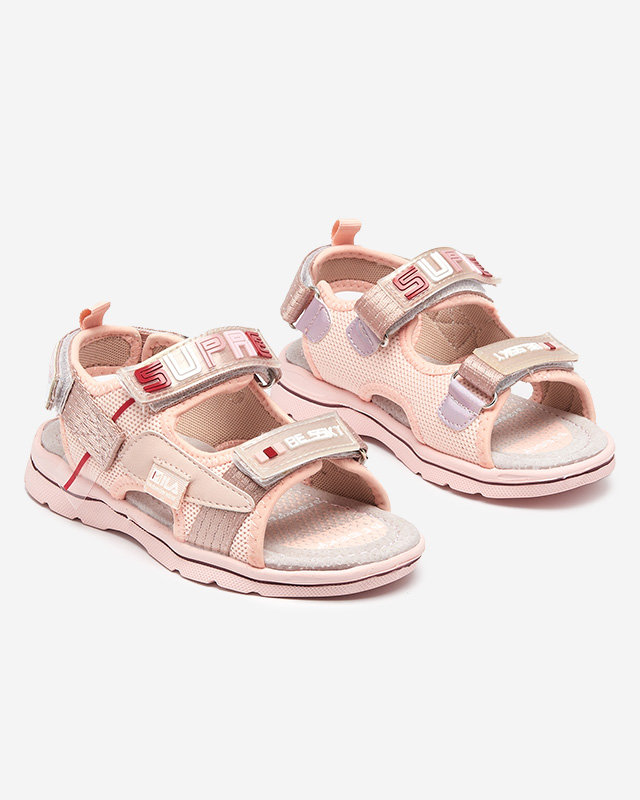 Pink children's sandals with patches Netiks - Footwear