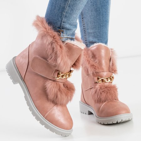 Pink women's snow boots with fur Enila - Footwear