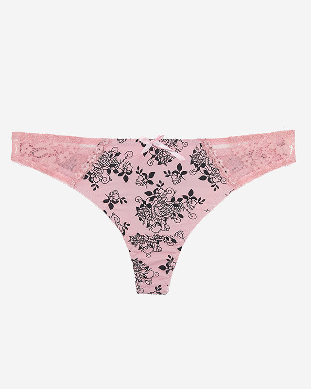 Pink women's thong with print - Underwear