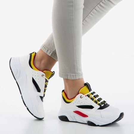 Punch Love White and Yellow Women's Sports Shoes - Footwear