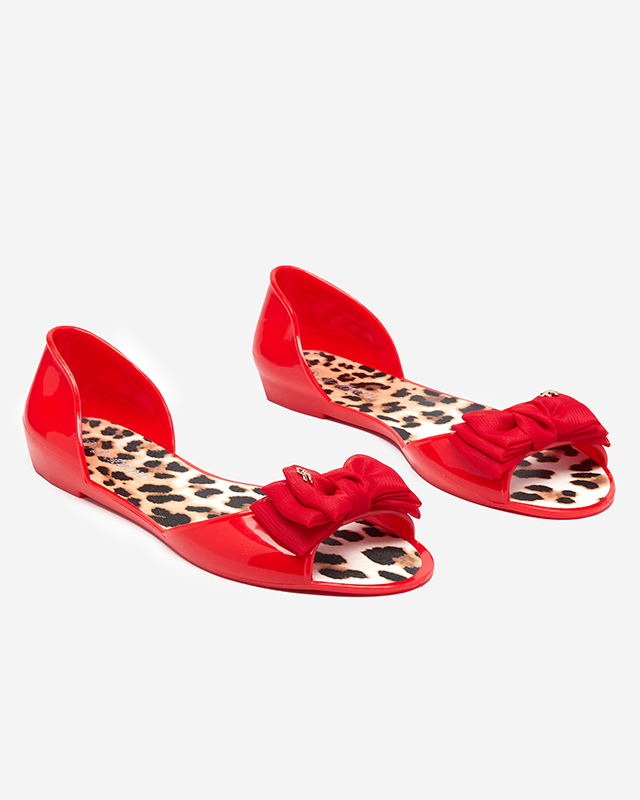 Red rubber ballerinas with a bow Koddy - Shoes