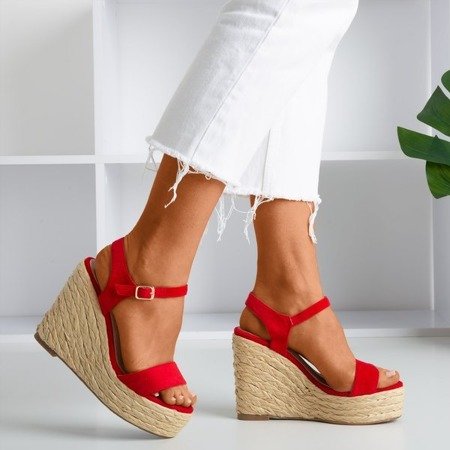 Red sandals on the wedge Idessa - Footwear 1