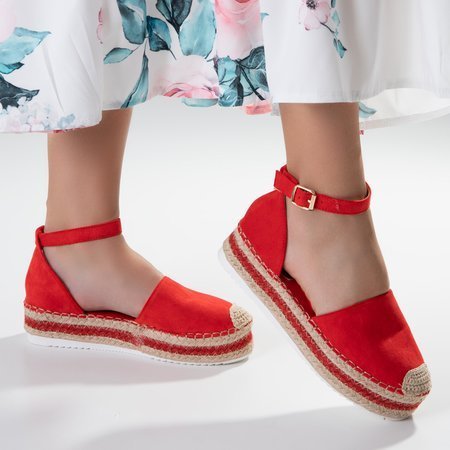 Red women's sandals a'la espadrilles on the platform Palira - Footwear