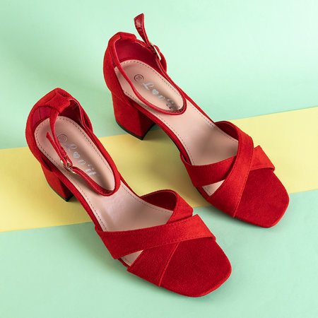 Red women's sandals on a low post Paleri - Footwear