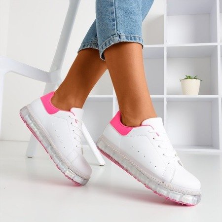 White and pink sneakers on a platform with zircons Mauria - Footwear